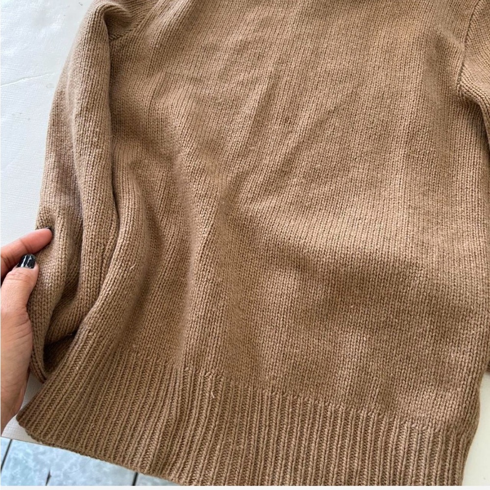 Vintage Cashmere Wool ribbed turtleneck sweater Tan Small. - Picture 8 of 8